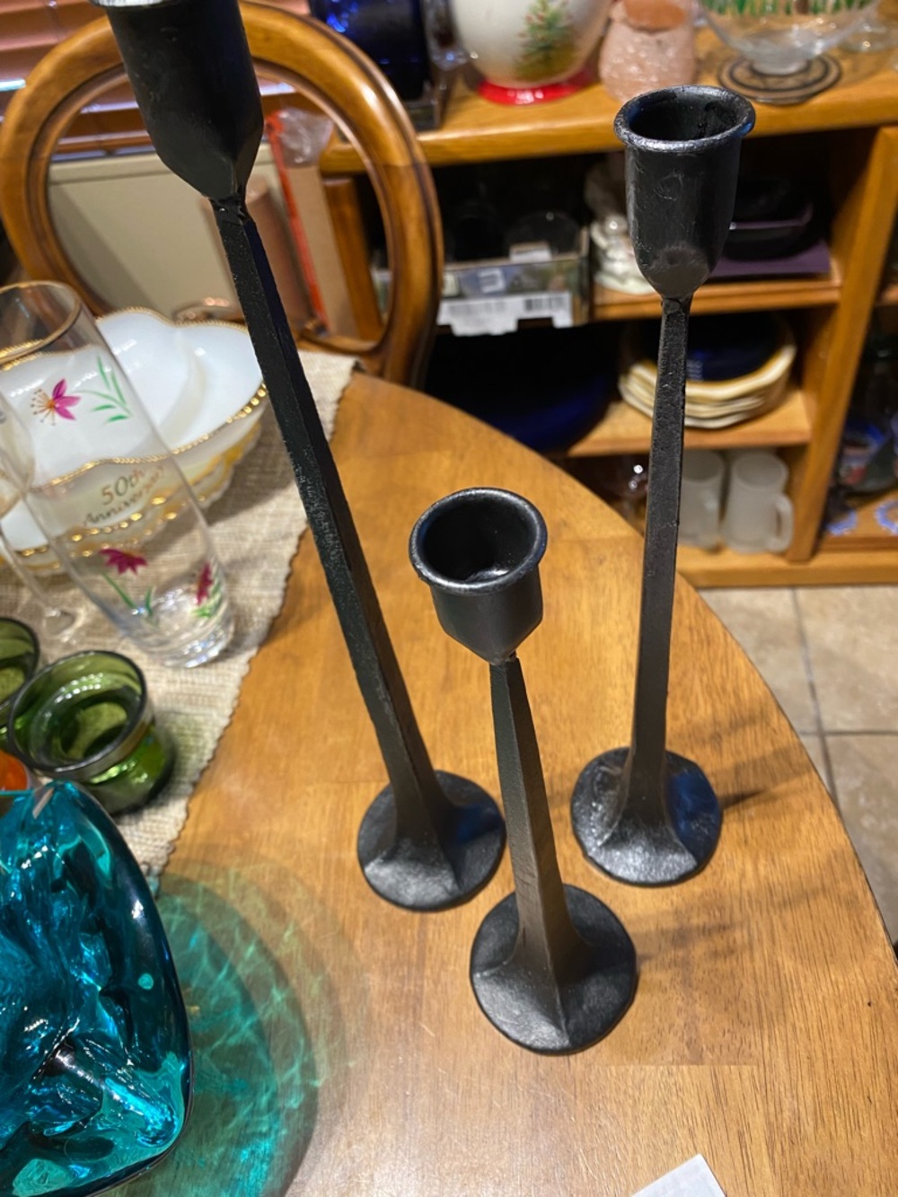 Set of 3 cast iron rustic candle holders. NEW they are quite heavy